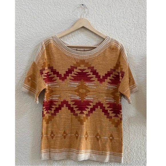 Pendleton Southwestern Top Pullover Cotton Knit Aztec Boho Relaxed Medium - Picture 2 of 9